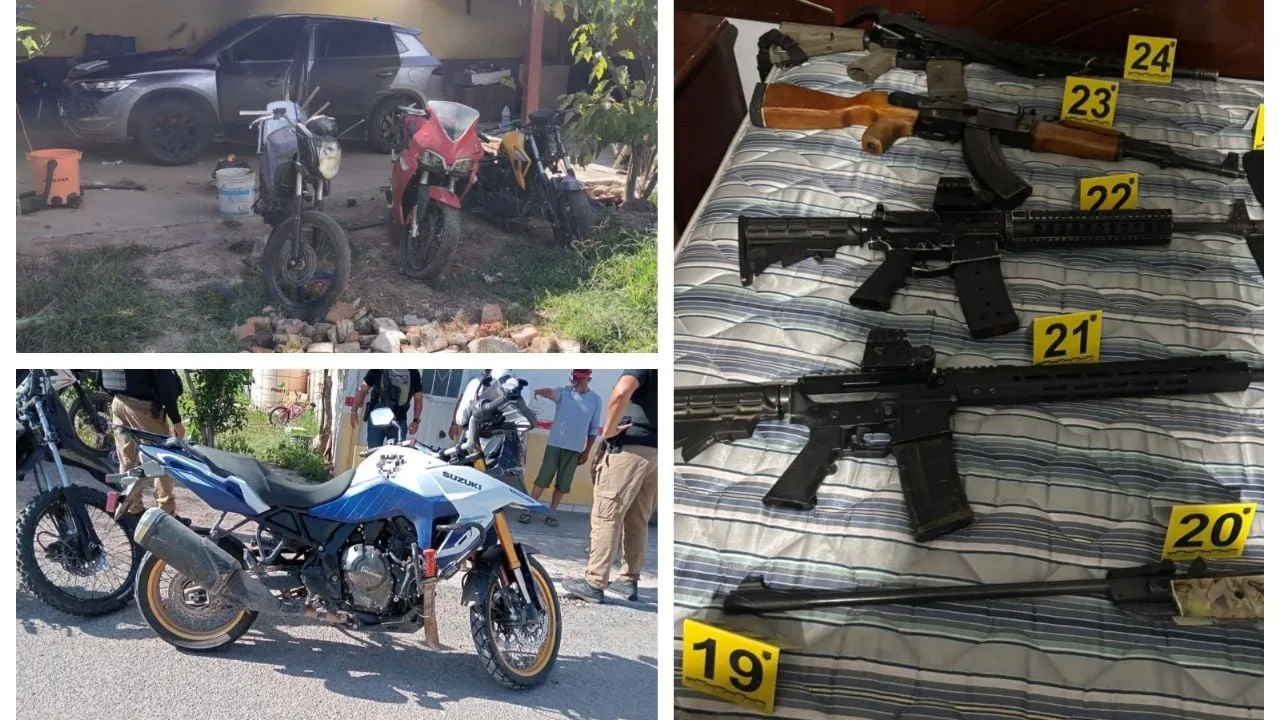 Aseguran arsenal y vehículos robados en Encarnación de Díaz, Jalisco