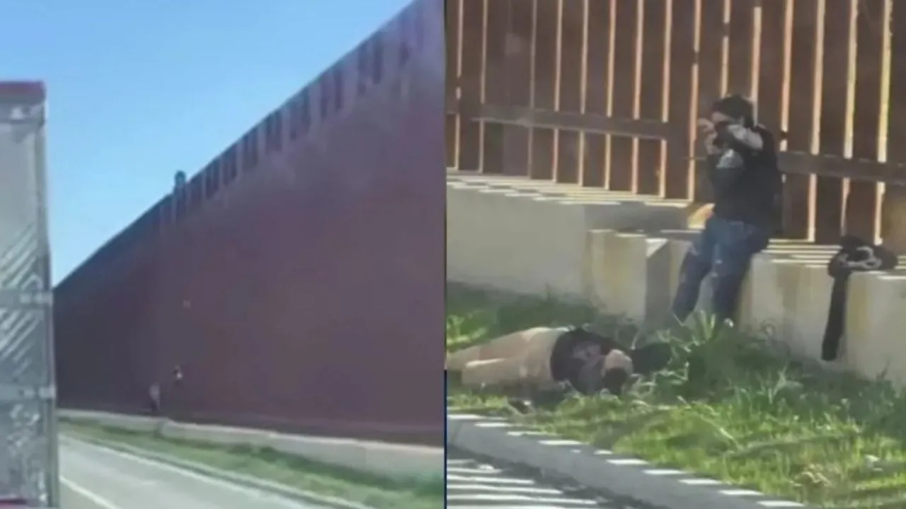 Dos mujeres migrantes caen al intentar cruzar muro entre México y EU (Video)