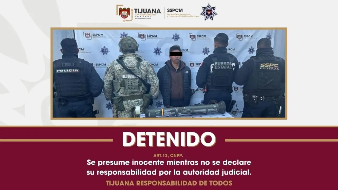 Arrestan a sujeto que caminaba con bazuca por calles de Tijuana