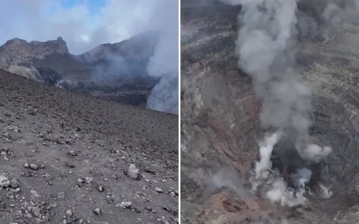 Montañista capta impresionantes imágenes del cráter del Popocatépetl con todo y fumarola (Video)