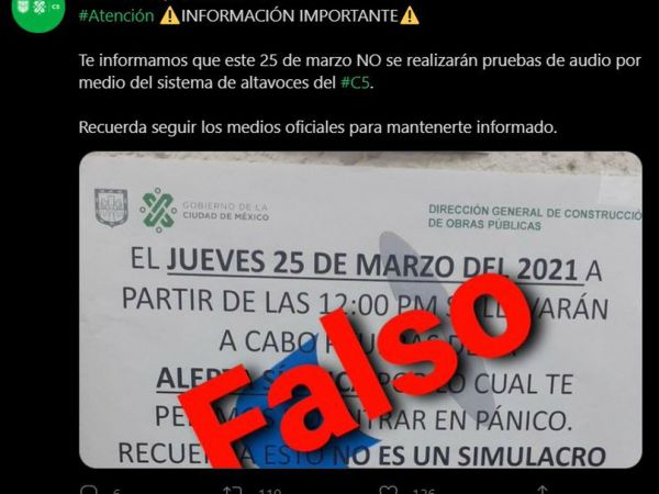 Simulacro de jueves 25 es FALSO! 