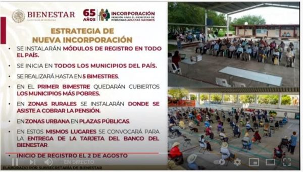 Dan fecha para registro de pensión Bienestar para mayores de 65 años.