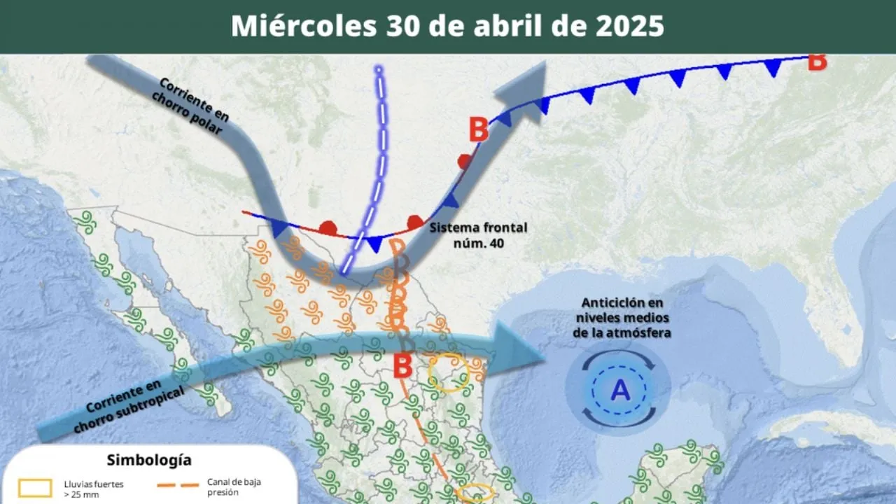 Frente frío 40 se extenderá en la semana; lluvias en más de 20 estados el Día del Niño y 1 de mayo