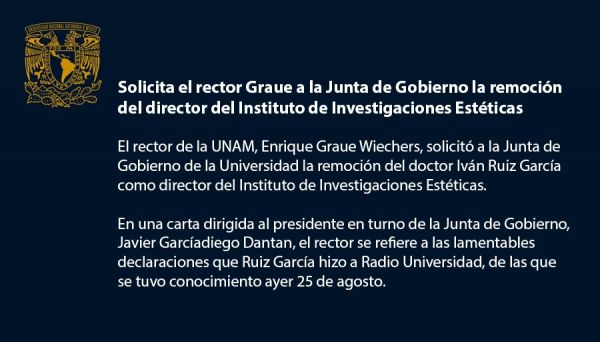 Director de la UNAM es despedido por referirse al Feminicidio como un acto de amor