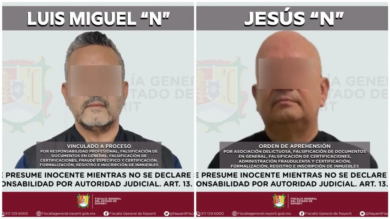 Notarios bajo proceso en Nayarit por falsificación de documentos: vinculan a uno y detienen a otro