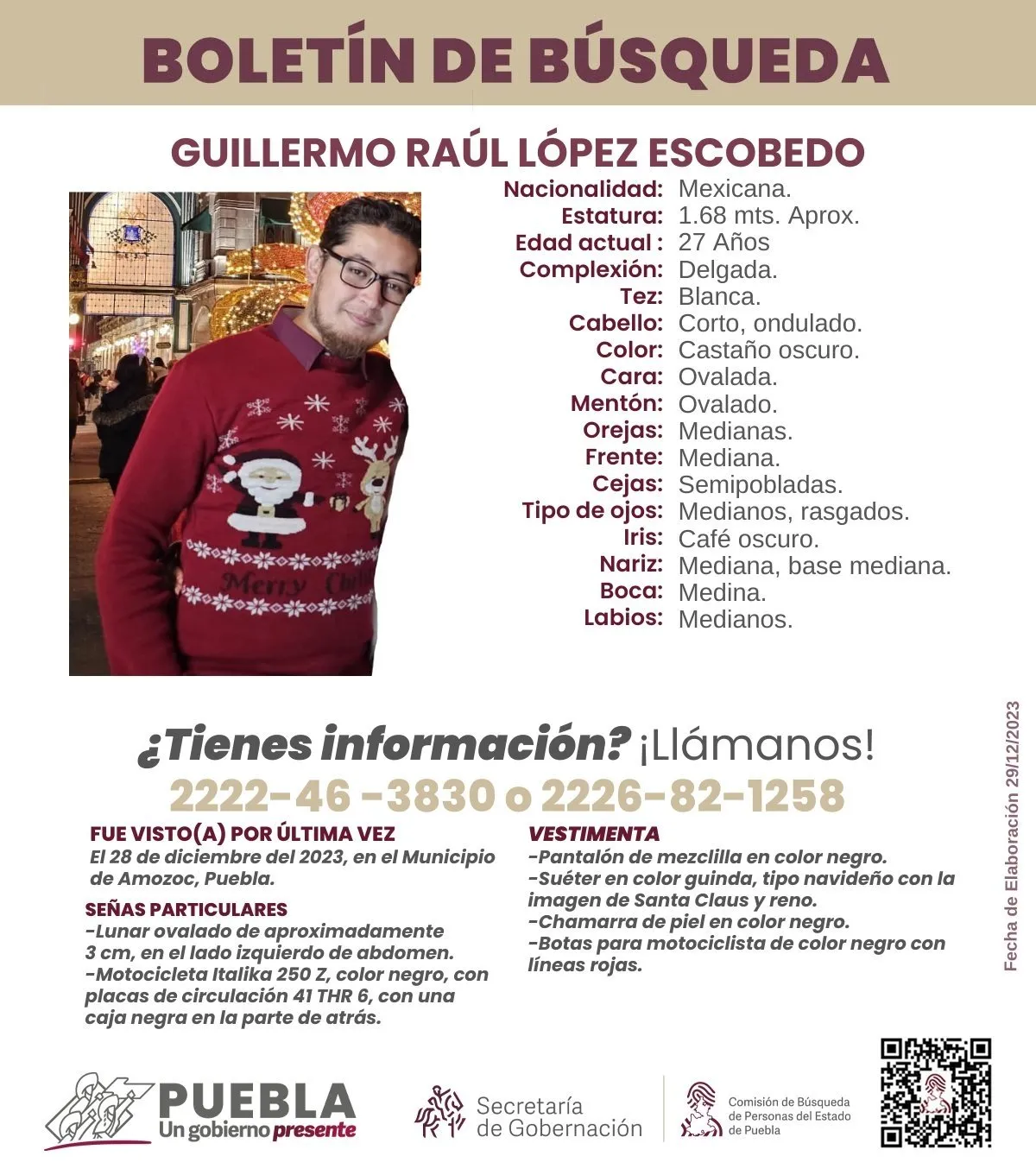 Guillermo Raúl fue a vender una Laptop que ofreció por internet y desapareció; familiares lo buscan