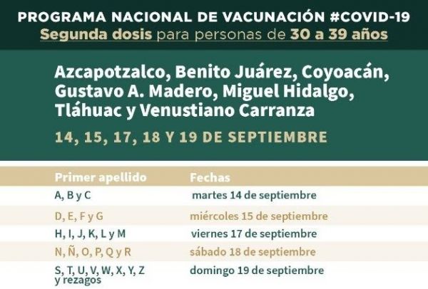 Anuncian vacunación para adultos de 30 a 39 años en CDMX