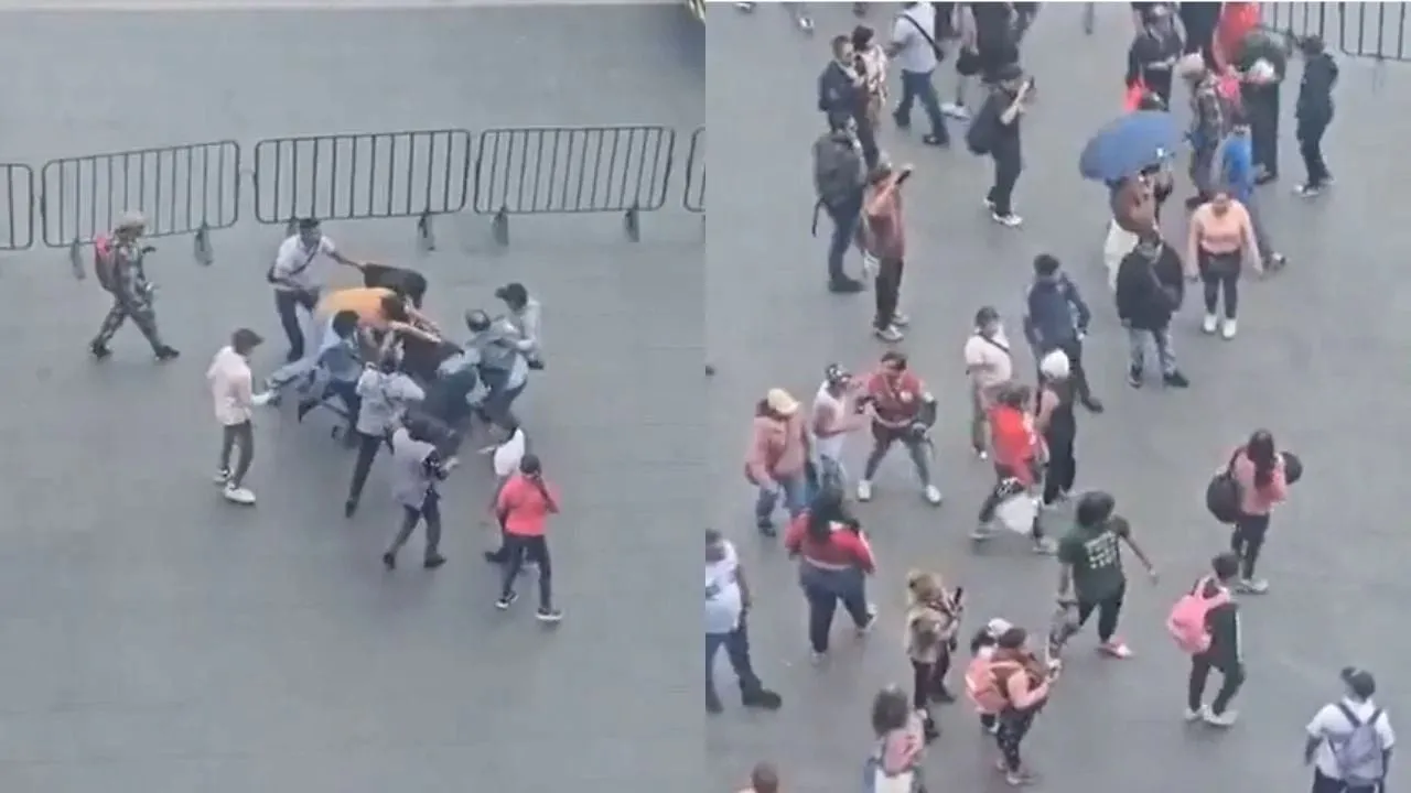 Comerciantes ambulantes arman campal en Zócalo de la CDMX por espacios para vender (Videos)