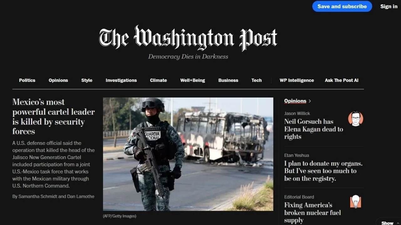 Prensa internacional reporta muerte del “Mencho” y disturbios en México