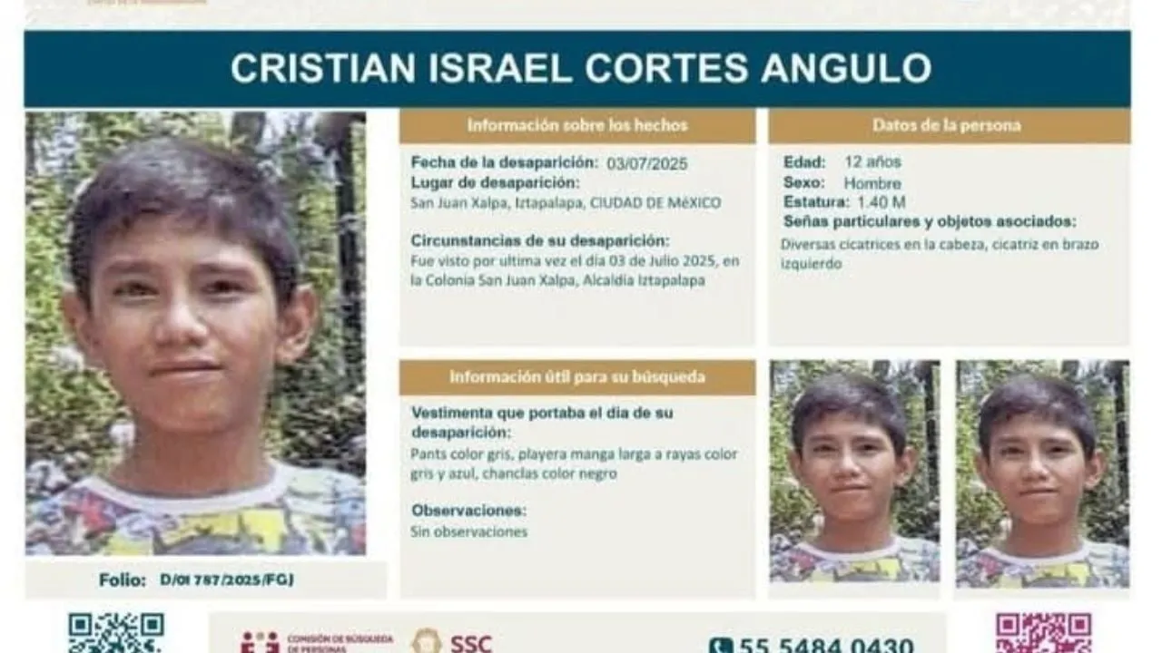 Israel Cortes Angulo: El menor de 12 años que desapareció en Iztapalapa