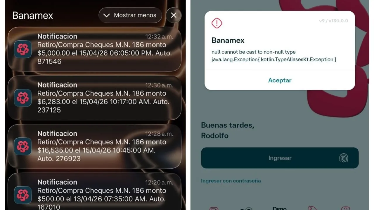 Cuantahabientes de Banamex reportan fallas en su app y banca electrónica