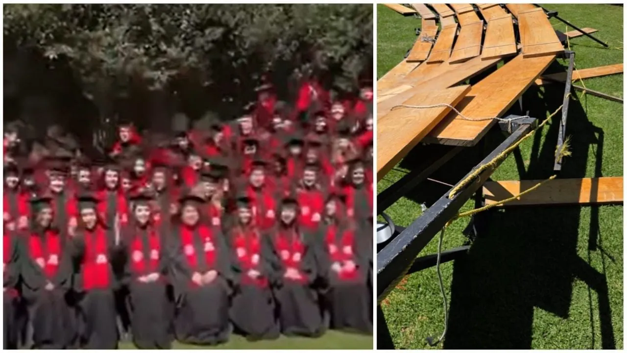 Colapsan gradas durante foto de graduación de la Ibero en la CDMX; hay 33 heridos