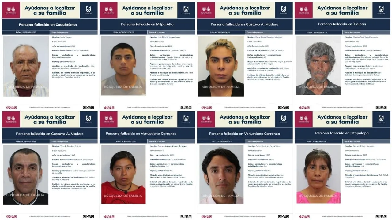 Publican fotoboletines de personas fallecidas no reclamadas en CDMX