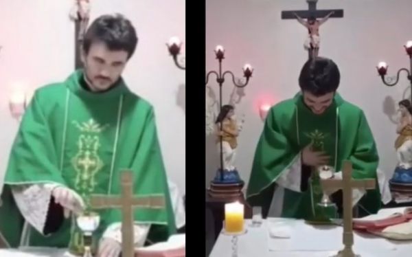 El sacerdote con ataque de risa en medio de misa.