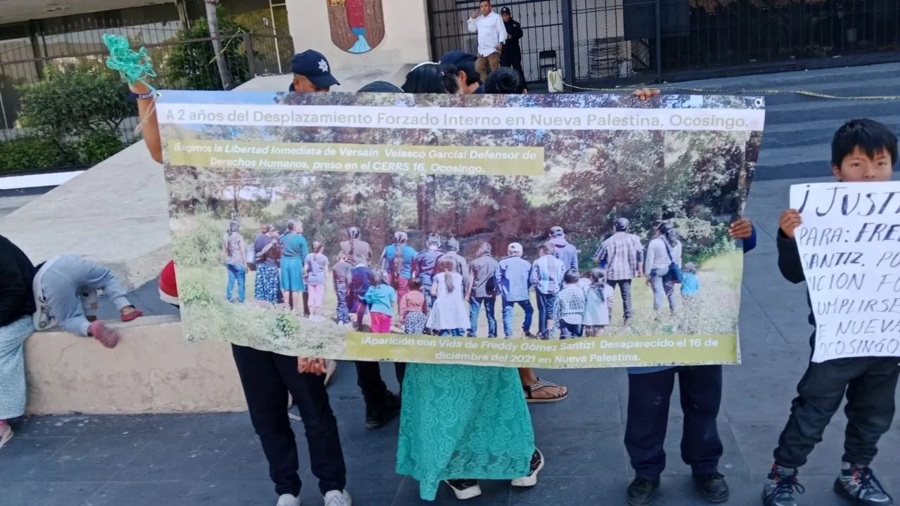 Familias desplazadas de Nueva Palestina exigen ayuda humanitaria al gobierno de Chiapas