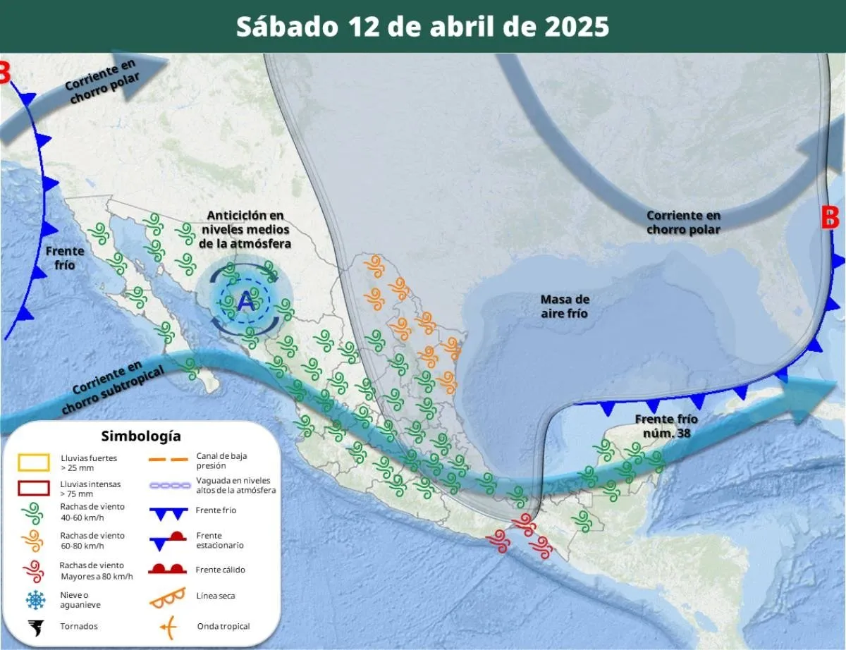 Frente frío 38 y masa de aire frío impactarán este fin de semana; heladas en los siguientes estados