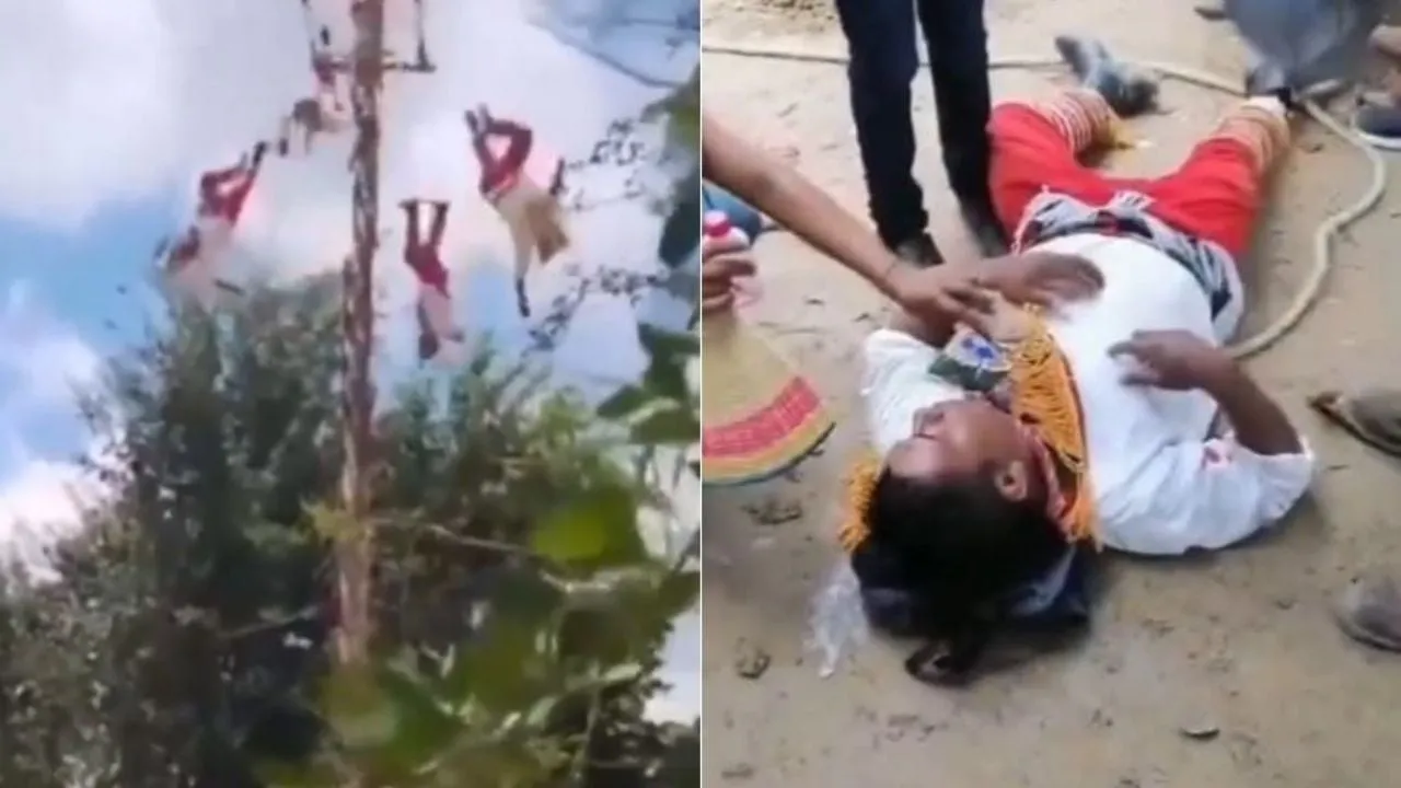 Cinco Voladores de Papantla caen de más de 10 metros tras colapso de estructura (Videos)