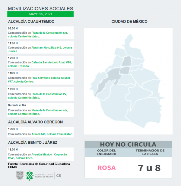 Atento !! Habrá varias manifestaciones en la capital del país