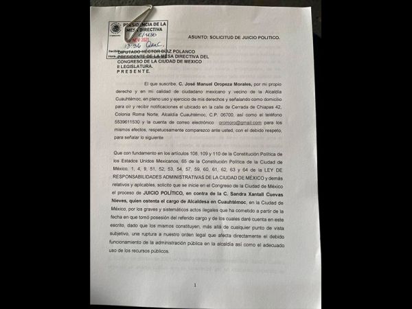 Juicio Político contra Sandra Cuevas 